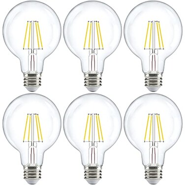 Sunco 6 Pack G25 LED Light Bulb, Globe, E26, 5W=60W, 3000K Warm White