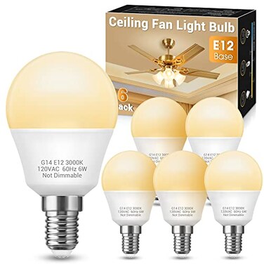 JandCase Ceiling Fan Light Bulbs,E12 G14 LED Bulbs 60Watt Equivalent,3000k