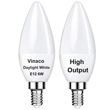Vinaco E12 LED Candelabra Bulb 6W 5000K Daylight for Ceiling Fan Light