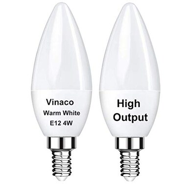 Vinaco E12 LED Candelabra Bulb 4W 3000K Warm White for Ceiling Fan Light