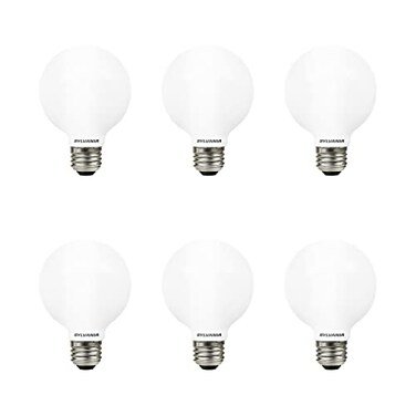 Sylvania LED TruWave Natural Series Globe G25 Light Bulb, 40W Equivalent, Efficient 4.5W, 350 Lumens, Dimmable, Frosted, 2700K, Soft White - 6 Pack (40887)