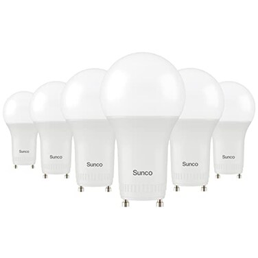 Sunco 6 Pack GU24 LED Light Bulbs, 2 Prong, 9W=60W, 5000K, Dimmable