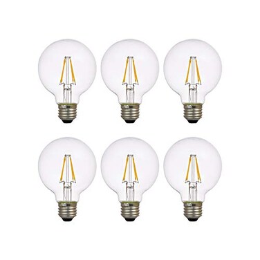 Sylvania LED TruWave Natural Series Globe Light Bulb, 40W Soft White Medium Base, Dimmable, Clear - 6 Pack
