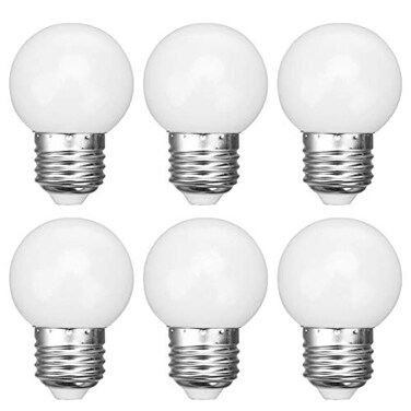 G45 LED Light Bulb 3W Globe Vanity Bulbs 30 Watt Replacement Bulb Cool White 6500K Round Night Light Bulb E26/E27 Base for Bathroom Makeup Mirror Light Bedroom, 6 Pack