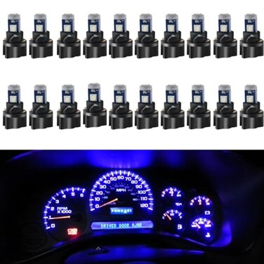 WLJH 74 LED Dash Light Kit, T5 Wedge Bulb with PC74 Socket, Blue, Dimmable