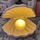 BinaryABC Shell Pearl Night Light,Ceramic LED Tabletop Lamp(White)