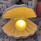 BinaryABC Shell Pearl Night Light,Ceramic LED Tabletop Lamp(White)