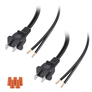 Cable Matters 2-Pack 18 AWG 10A 2 Prong Replacement Cord Lamp Wire, 8ft