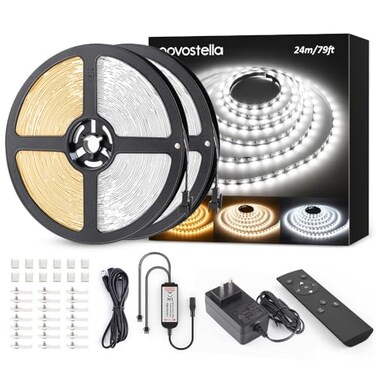79ft(2rolls) Tunable White LED Strip Light Dimmable 3000K-6500K RF Remote
