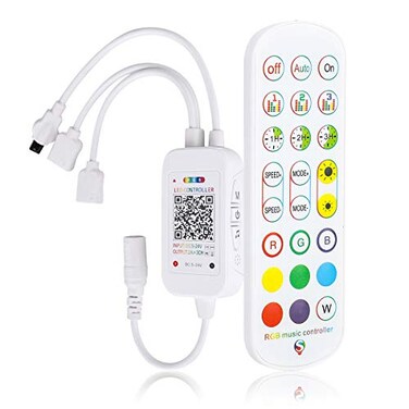SUPERNIGHT 2 in 1 RGB LED Strip Light Controller, App Controlled Smart Music Controller for Android and iOS, DC 5V-24V RGB Strip