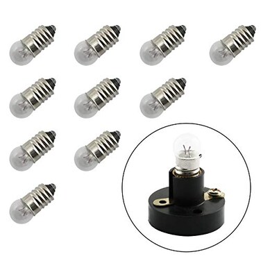 RuiLing 10-Pack E10 Mini Light Bulbs Screw Base Indicator Light Incandescent Bulb Old-Fashioned Flashlight Lamp for Physical Electrical Experiment 1.5V 0.3A (No Base)