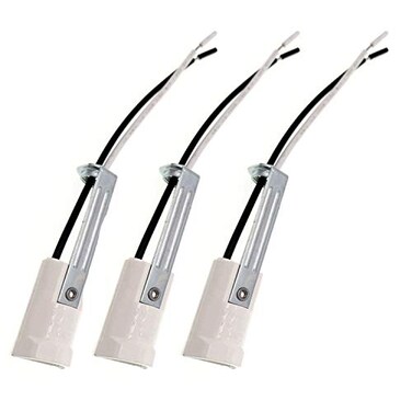 TWDRTDD Candelabra Base Lamp Holder Light Socket, 3Pack of Keyless Phenolic Socket with 6 Inch Wire Leads (White)