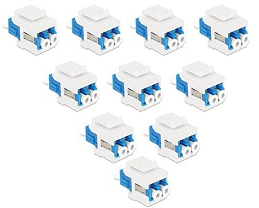 DIYTECH Fiber Optic Keystone Jack LC Duplex Singlemode, for Keystone Coupler Wall Plate, LC Coupler, Fiber Patch Panel, XLR Patch Panel (10-Pack)