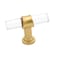 Goldenwarm 10 Pack Brushed Brass Cabinet Knobs Acrylic Drawer Knobs - LS9165GD Acrylic Pull Handles for Kitchen Cabinets Dresser Cupboard Hardware Pulls Handles