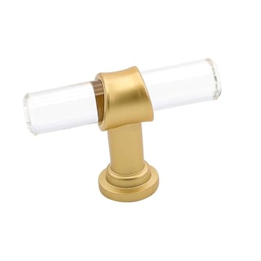 Goldenwarm 10 Pack Brushed Brass Cabinet Knobs Acrylic Drawer Knobs - LS9165GD Acrylic Pull Handles for Kitchen Cabinets Dresser Cupboard Hardware Pulls Handles
