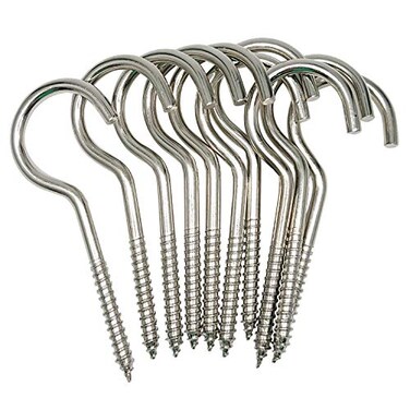 Axe Sickle 4 Inch Large Screw Hook Ceiling Hook Cup Hook Silver 10 Pcs