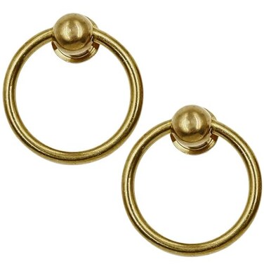 1.97 Inches Brass Ring Drawer Pulls Antique Cabinet Hardware, 2Pcs