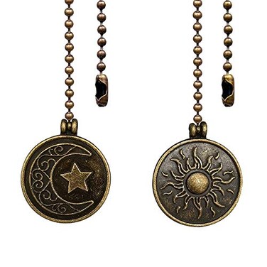 Dotlite 2Pack Copper Moon &amp; Sun Ceiling Fan Pull Chain Extension