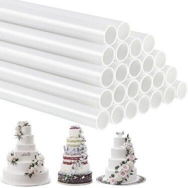 Boao Cake Dowels Rods for Stacking Support, 6 Inch, White, 24 Pcs