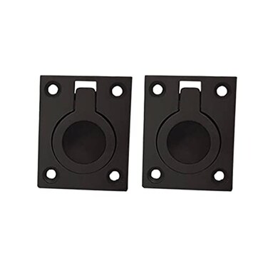 QCAA Flush Ring Pull, Solid Brass, 36.5 x45 mm, Oil Rubbed Bronze US10B, 2 Pack, Made in Taiwan