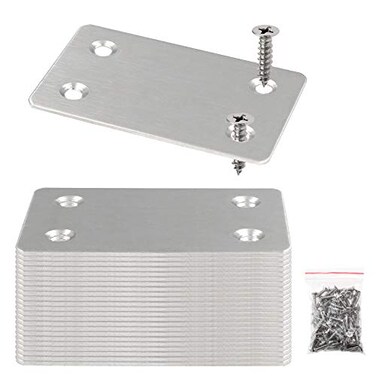BokWin 24Pcs Flat Straight Mending Plates Mounting Bracket, 2.4" x 1.5