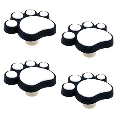 Coshar 4Pcs Rubber Paw Cabinet Knobs Soft Rubber Handles, Black
