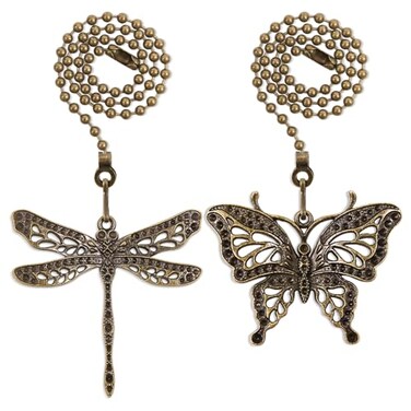 Dotlite 2Pcs Bronze Dragonfly &amp; Butterfly Ceiling Fan Pull Chain Extension