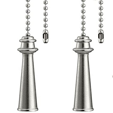 Akahttbn Ceiling Fan Pull Chain Ornaments Extension 12 Inches Fan Pulls Set For Ceiling Light Lamp Fan Chain Trophy Pull Chain Silver Fan Pulls 2 Pcs