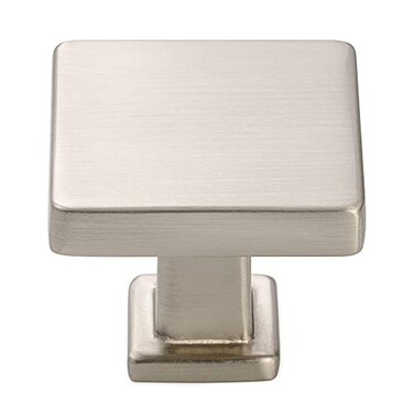 KOOFIZO 10 Pack Brushed Nickel Cabinet Knobs, Square Single Hole Pulls K08