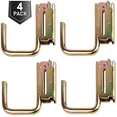 4 Pack E-Track Steel J-Hooks, E-Track Spring Fitting Attachments Hooks