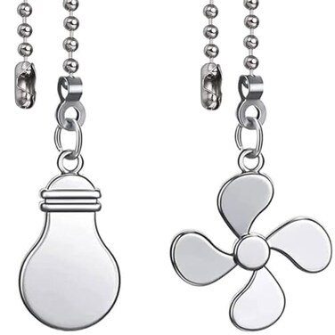 Ceiling Fan Pull Chain Set,12" Fan Light Extension Ornament Extender,Nickel
