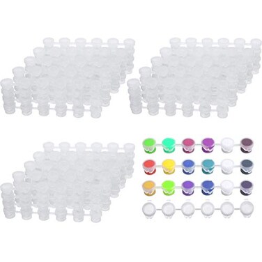 Outus 150 Strips 900 Pots Empty Paint Strips Paint Cup Pots with Lids, 3 ml