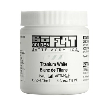 GOLDEN SoFlat Matte Acrylics, Titanium White, 4 fl. oz. Jar