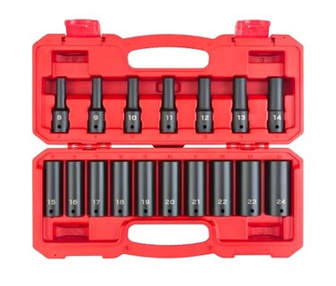 TEKTON 1/2 Inch Drive Impact Socket Set, 17-Piece SID92329