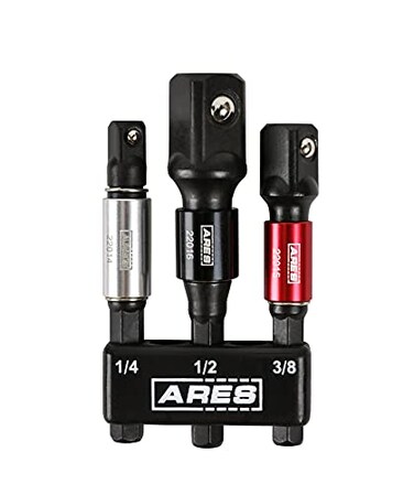 ARES 22011 3-Pc 3-In Impact Socket Adapter Set - 1/4, 3/8, 1/2-In Drive