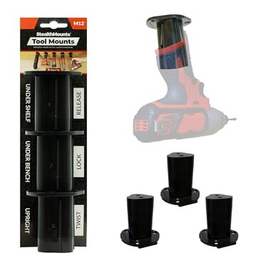 StealthMounts Tool Holder Compatible with Milwaukee M12 (3 Pack) - Black Locking Tool Mounts Made in the UK
