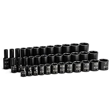 Capri Tools 3/8 in. Drive Shallow, Semi-Deep and Deep Impact Socket Set, SAE, 5/16 to 1 in, 36-Piece