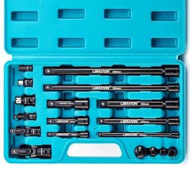 LIBRATON Socket Extension and Ratchet Set 18PCs - Impact Socket Adapters