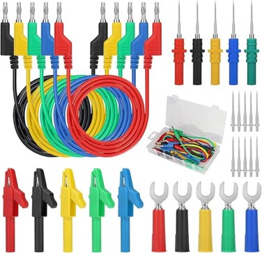 Linkstyle 30PCS Multimeter Test Leads Sets, Banana Plug Test Leads Alligator Clips, Back Piercing Probe Kit with Box for Automotive Diagnostics Electronics