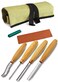 BeaverCraft Wood Carving Gouges Chisels Kit SC01 - Wood Spoon Carving Chisel Set - Whittling Tools Includes Radial Gouges, Flat Chisel, Bent Gouge, Leather Strop &amp; Rolling Pouch