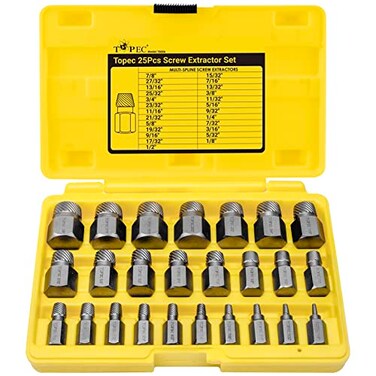 Topec 25Pcs Screw Extractor Set, Multi-Spline Easy Out Bolt Extractor Kit