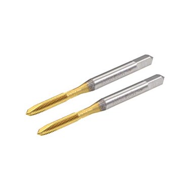 uxcell Spiral Point Plug Threading Tap M3 x 0.5 Thread, Ground Threads H2 3 Flutes, High Speed Steel HSS 6542, Titanium Coated, Metric Screw Taps Tapping Bit for Thread Repair, 2pcs