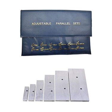 findmall 6 Pcs Adjustable Parallel Set 3/8" - 2-1/4" Hardened Steel Accuracy Parallels Set for Layout Inspection Stop Work Set-Up Etc