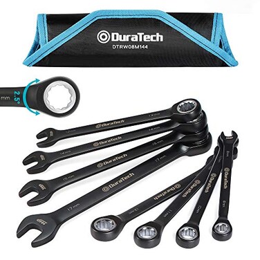 DURATECH 144-P Ratcheting Combination Wrench Set, 2.5 &deg; Swing Arc, Metric