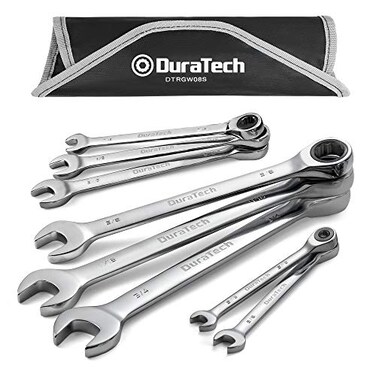 DURATECH 8-Piece Ratcheting Wrench Set, SAE, 5/16" to 3/4