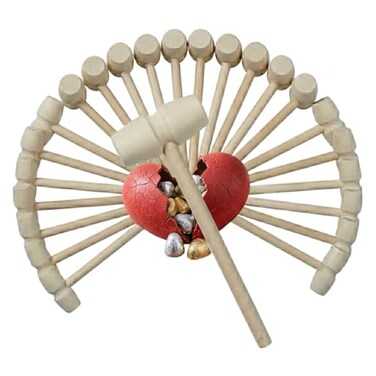 MIHEY 24 Pack Mini Wooden Hammers for Breakable Chocolate Hearts