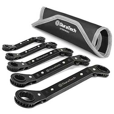 DURATECH 5-Piece Double Box Reversible Ratcheting Wrench Set, SAE