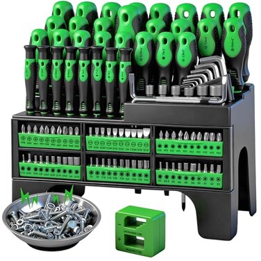 118-Piece Magnetic Screwdriver Set with Plastic Racking, Precision Screwdrivers, Magnetizer, Demagnetizer, Nut Drivers, Ratchet Handles, Allen Keys, Sockets &amp; More - DIY Tools &amp; Gift for Men