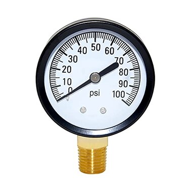 Joywayus Pressure Gauge 0 to 100 PSI Brass 1/4" Male NPT Thread Lower Mount, Multiple Function