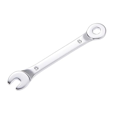 uxcell Thin Combination Wrench with Offset 6-Point End and Angled Open End, Metric Mirror-Chrome Plated High Carbon Steel, for Household Repairs, 5mm
